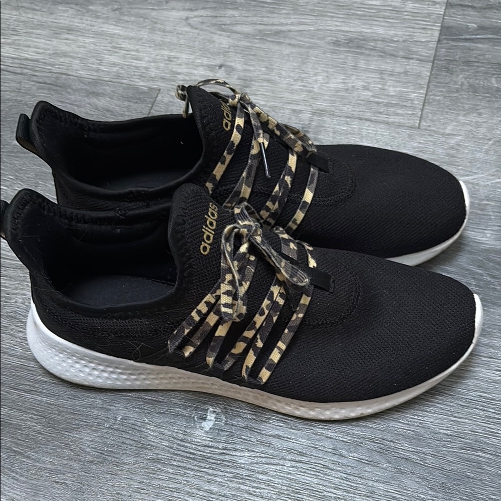 Adidas Women's Black Sneakers with Leopard Print size 9.5